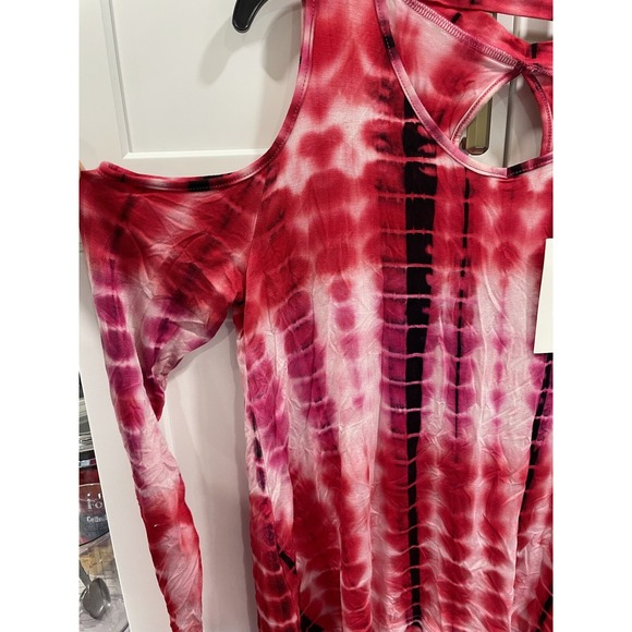 NWT Simply Southern Tie Dye‎ Cold Shoulder Soft Long Slv Top Shirt M SI52 - Picture 2 of 6
